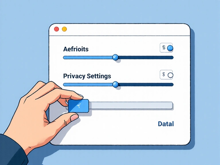 Illustration of a hand adjusting privacy settings on a digital screen