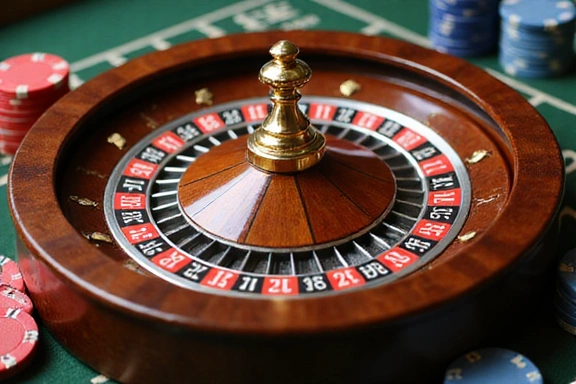 Elegant roulette wheel with chips