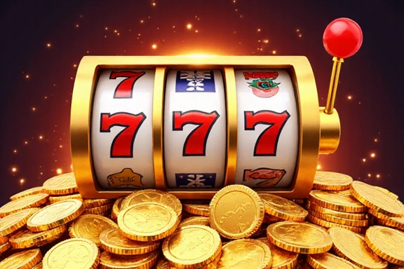 Vibrant slot machine with golden coins