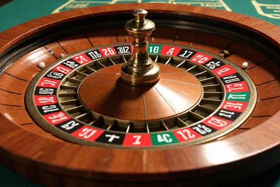 American Roulette wheel with double green zero pockets